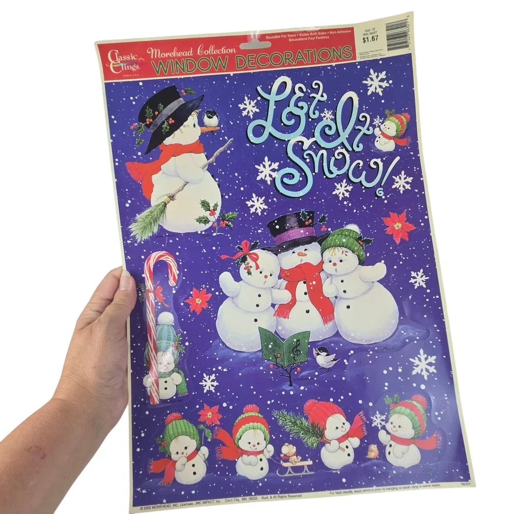Lot of 9 Color Clings Christmas Window Decorations Reusable Vtg 2000s READ